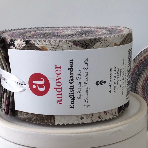 English Garden Jelly Roll by Edyta Sitar of Laundry Basket Quilts for Andover, (40) 2 1/2" Precut Cotton Quilt Strips, (40) Different Prints