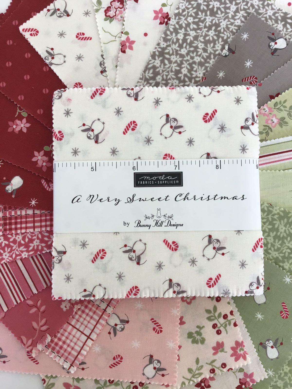 A Very Sweet Christmas Charm Pack by Bunny Hill Designs for Moda Fabrics, (42) 5" Precut Cotton Quilt Squares, (30) Different Prints
