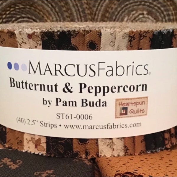 Butternut & Peppercorn Jelly Roll by Pam Buda of Heartspun Quilts for Marcus Fabrics, (40) 2 1/2" Precut Quilt Strips, 20 Different Prints