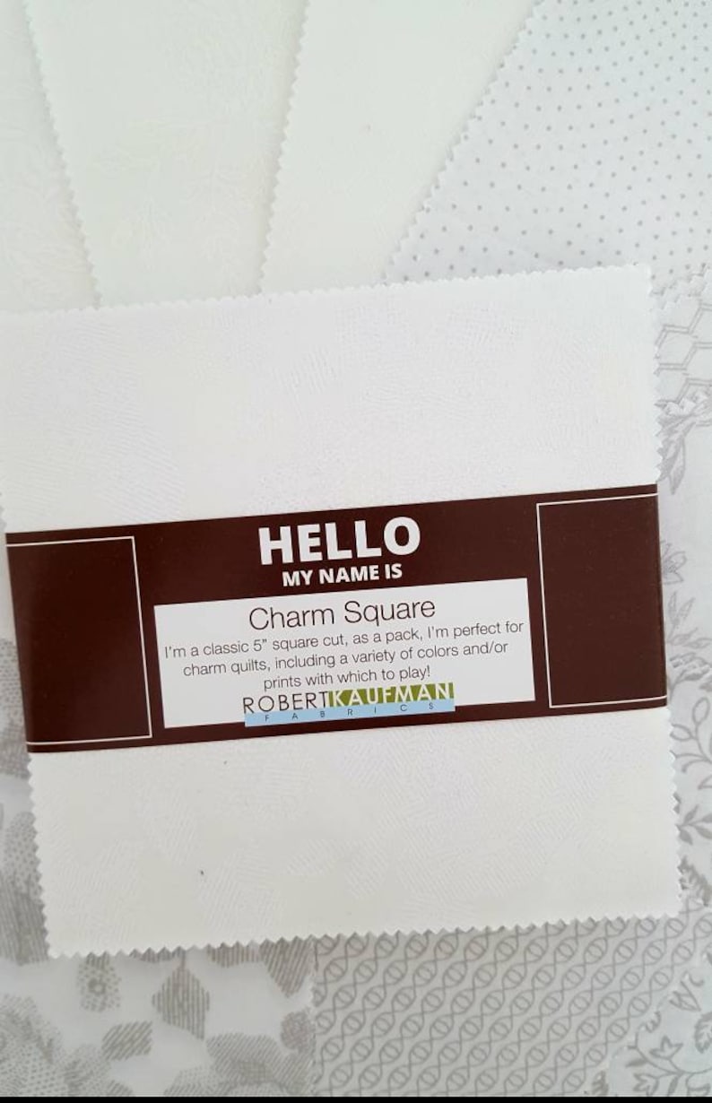 42 5-Inch Precut Cotton Squares in White-on-White and Gray Prints Whisper Prints Charm Pack by Robert Kaufman
