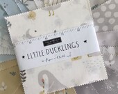 Little Ducklings Charm Pack by Paper Cloth for Moda Fabrics, (42) 5 quot Precut Cotton Quilt Squares, Moda Charm Back for Child or Baby