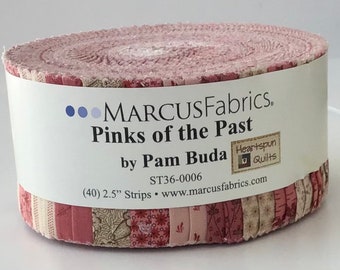 Pinks of the Past Jelly Roll by Pam Buda of Heartspun Quilts for Marcus Fabrics, (40) 2 1/2" Precut Cotton Quilt Strips, Pam Buda Jelly Roll