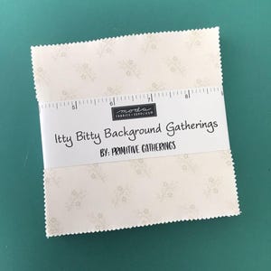 Itty Bitty Background Gatherings Charm Pack by Primitive Gatherings for Moda Fabrics, (42) 5&quot; Precut Quilt Squares, Low Volume Blenders