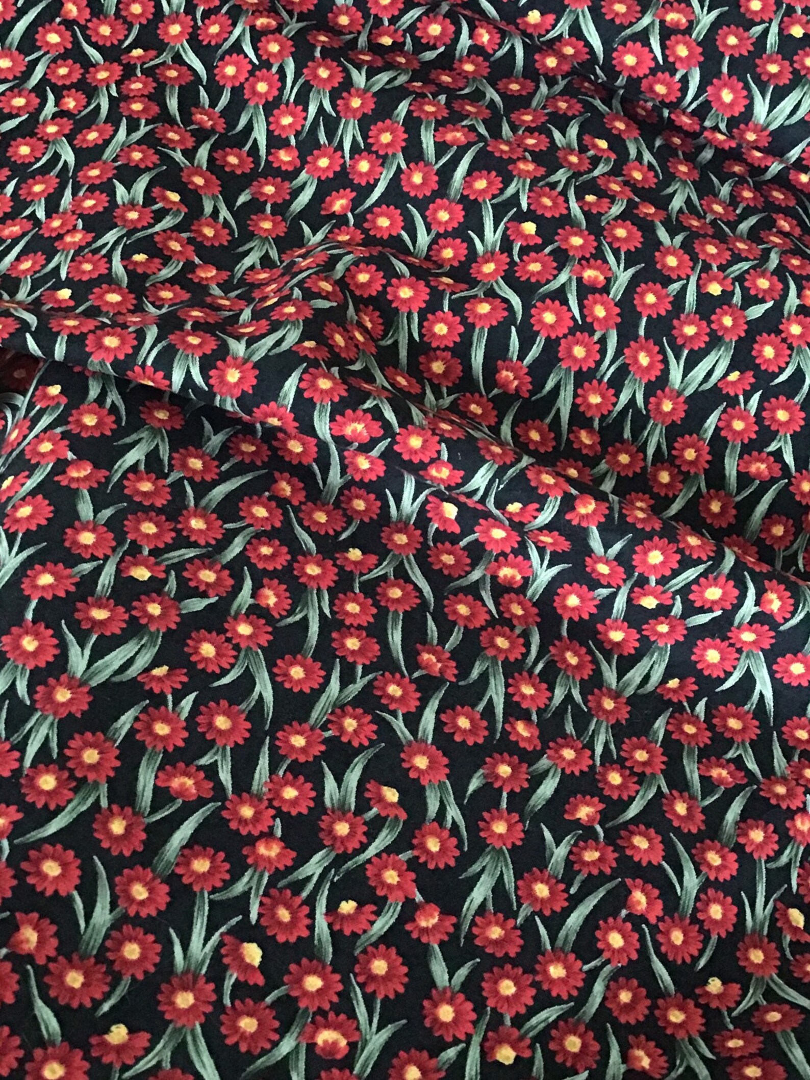 Red and black floral quilt fabric from the mandalay bay  etsy