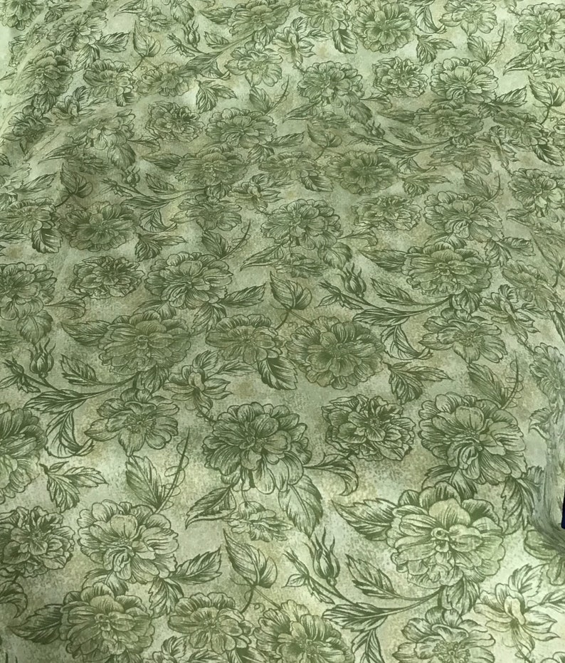 Green on Green Floral Quilt Fabric from the Textures Etsy