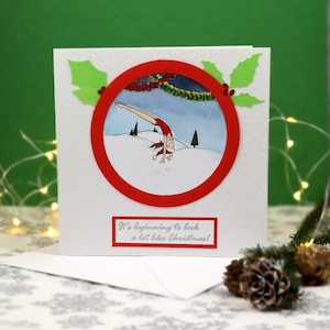 PRÊT À EXPÉDIER Handmade Gymnastics Snow Globe Girls Carte de Noël - Enveloppe | Gymnaste artistique féminine Tumble Flip Dance | Caity-Lou