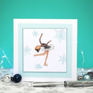 Handgemachte Eiskunstlauf große Geburtstagskarte | Notecard | Original-Illustration | Eisläufer | Amber the Figure Skater von Caity-Lou Studios