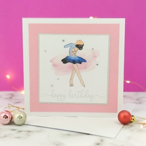 Handgemachte Eiskunstlauf große Geburtstagskarte | Original-Illustration | Ice Skater | Lily the Figure Skater von Caity-Lou Studios