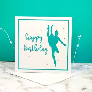Handgemachte Ballerina Tilt Silhouette große quadratische Geburtstagskarte | Die Bright Edition | Original Illustrationen von Caity-Lou Studios
