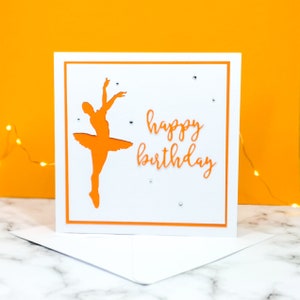 Handgemachte Ballerina Cabriole Silhouette große quadratische Geburtstagskarte | Die Bright Edition | Original Illustrationen von Caity-Lou Studios