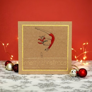 Handgemachte Kraft Mädchen Gymnastik Weihnachtskarte | Ungleichmäßige asymmetrische Stäbe | Damen Turnerin | Original Kunstwerk