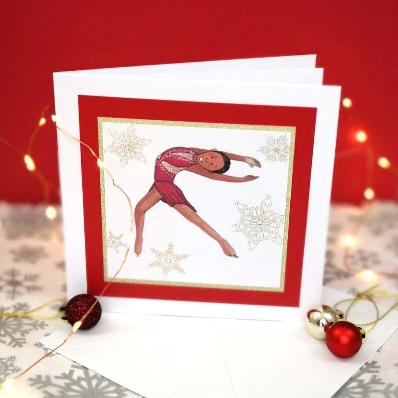 Handmade Figure Skating Large Birthday Card Notecard Original