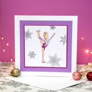 Grande carte d’anniversaire de patinage artistique faite à la main | | de la carte de notes | d’illustration originale patineur sur glace | Ellie la patineuse artistique par Caity-Lou Studios