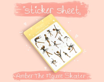 Amber The Figure Skater Sticker Sheet | Ice Skating Stickers