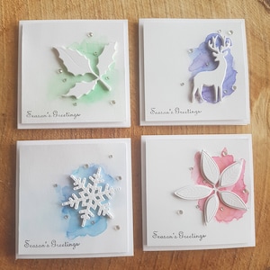 Ensemble de 12 cartes de Noël et enveloppes faites à la main | Mini cartes aquarelle | Personnalisable | Divers modèles disponibles