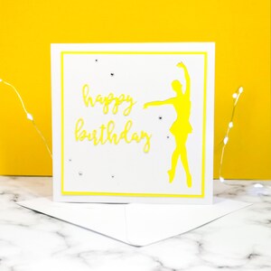 Handgemachte Ballerina En Point Silhouette große quadratische Geburtstagskarte | Die Bright Edition | Original Illustrationen von Caity-Lou Studios