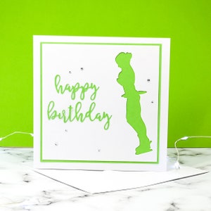 Handgemachte Eiskunstläufer Axel Silhouette große quadratische Geburtstagskarte | Die Bright Edition | Original Illustrationen von Caity-Lou Studios