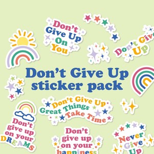N'abandonnez pas les autocollants | Pack d'autocollants de motivation | Autocollant en vinyle | Sticker pour téléphone portable | Sticker pour ordinateur portable | Autocollant imperméable