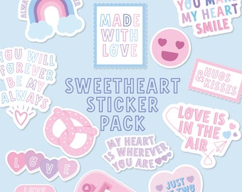 Sweet Heart Stickers | Valentine's Day Sticker Pack | Vinyl Sticker | Phone Sticker | Laptop Sticker | Waterproof Sticker