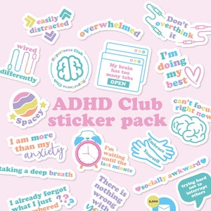 ADHD Club Stickers | ADHD Sticker Pack | Vinyl Sticker | Phone Sticker | Laptop Sticker | Water Resistant Sticker