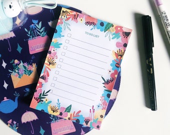 To Do List Notepad | Flower Notepad | Memo Pad | Handmade Notepad | Stationary | Desk Accessories | Office Accessories