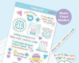 TDAH Club Sticker / Adhd Planner Sticker / Adhd Sticker / ADHD Awareness / Life with adhd / adhd superpower / adhd vinyl sticker