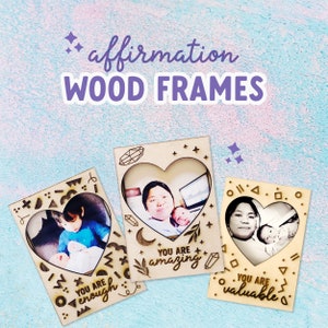 Affirmation Holzrahmen | Instagram Holz Rahmen | Gravierter magnetischer Holzrahmen | Positiver Holzrahmen