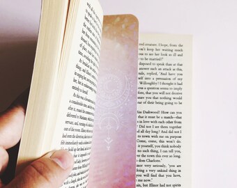 Holographic Bookmark | Book Lover Bookmark | Holo Bookmark | Moon Illustrated Bookmark | Moon Bookmark | Pink Ombre Bookmark