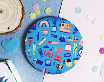 Crafty Coaster | Scrapbooker Coaster | Crafting Coaster | Coffee Coaster | Tea Coaster | Cute Coaster | Coaster Gift | Illustrated Coaster