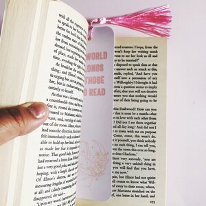 Pink Tassel Bookmark, Illustrated Woman Design, Book Lover Gift, Moon Bookmark, Celestial Bookmark, Book Accessories