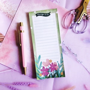 To Do List Notepad | Green Notepad | Flower Notepad | Stationary | Handmade Notepad | To Do List Memo Pad | Green Memo Pad