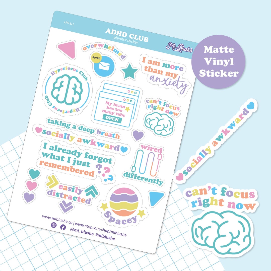 ADHD Club Sticker | Adhd Planner Sticker | Adhd Sticker | ADHD ...