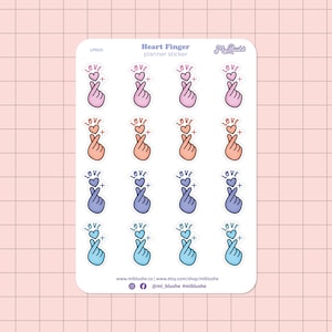 Herz Finger Sticker | Planer Sticker | Koreanische Herz finger | Koreanische Planner Sticker | Bunte Herz Aufkleber | Bullet Journaling