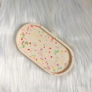Bright Terrazzo Coaster Tray | Terrazzo Tray | Handmade Jewelry Tray | Jesmonite Tray | Concrete Tray | Jewelry Terrazzo Tray | Jewelry Dish