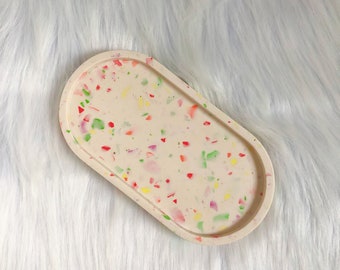 Bright Terrazzo Coaster Tray | Terrazzo Tray | Handmade Jewelry Tray | Jesmonite Tray | Concrete Tray | Jewelry Terrazzo Tray | Jewelry Dish