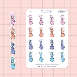 koreanisches Herz Finger Sticker - buntes Herz, Planer Dekoration
