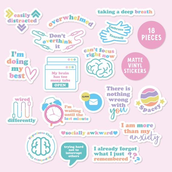 ADHD Sticker Pack - Vinyl Stickers for Phone, Laptop, Water Resistance