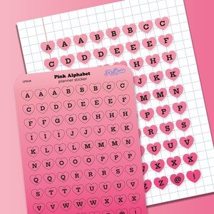 Pegatinas de letras del alfabeto de corazón rosa, ideales para proyectos de diario y álbumes de recortes