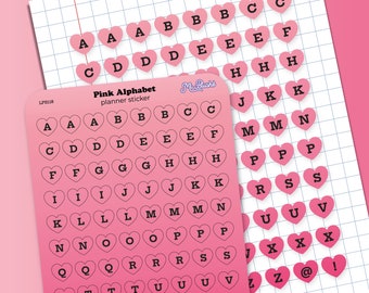 Pink Heart Alphabet Letter Stickers, Ideal for Planner Journaling and Scrapbooking Projects