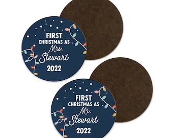 Couples's First Christmas Coaster Set | Personalised Christmas Coaster | Christmas Coaster | Coffee Coaster | Tea Coaster