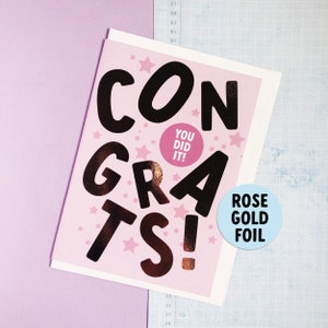Gefeliciteerd Wenskaart | Roségoudfolie Wenskaart | Felicitaties Kaart | You Did It Card | Roze Felicitaties Wenskaart