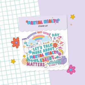 Psychische Gesundheit Sticker Blatt, Positive Affirmation Nachricht Aufkleber, Planer Aufkleber, niedlicher Planer Aufkleber, Anti-Angst Aufkleber