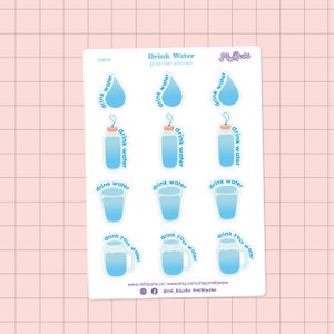 Drink Water Planner Sticker | Water Tracker Planner Sticker | Water Planner Sticker | Bullet Journaling Stickers