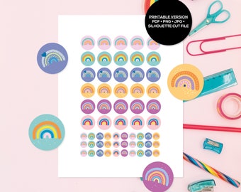Druckbares Regenbogen Digital Sticker Sheet - Mi Blushe Stationary