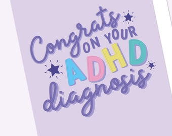 Grattis till din ADHD-diagnos hälsningskort | ADHD-kort | ADHD-hälsningskort | Grattis-hälsningskort