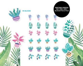 Druckbare Pflanzen Digital Planner Sticker - Mi Blushe Sticker Sheet Stationary Bullet Journal