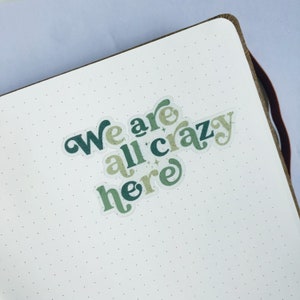 We Are All Crazy Here Transparent Vinyl Sticker | Transparent Vinyl Sticker | Phone Sticker | Notebook Sticker | Clear Vinyl Sticker