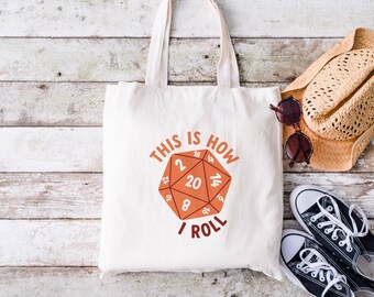 This is How I roll tote bag | Inspired by the DnD Bag of Holding | D&D gifts for DM or players | D20 bag