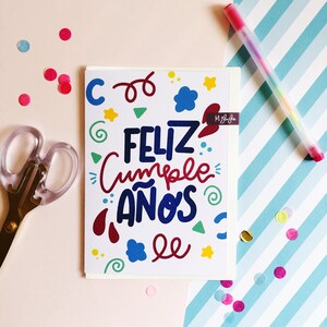 Feliz Cumple Años Biglietto di auguri / Biglietto di auguri illustrato / Biglietto di compleanno / Biglietto di buon compleanno / Biglietto di auguri di compleanno / Cartoleria