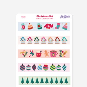 Christmas Set Washi Strips Sticker | Christmas Washi Strips Sheet | Merry Christmas Sticker | Christmas Planner Sticker